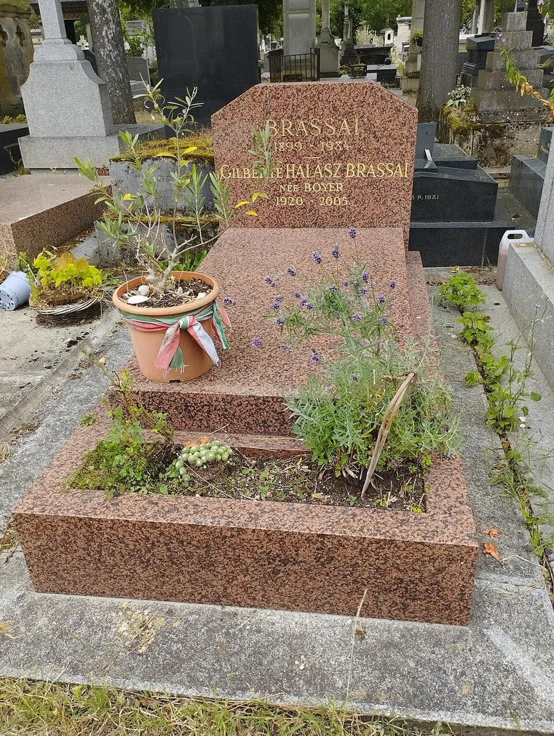 Photographie : la stèle de granit rouge de la tombe de Brassaï