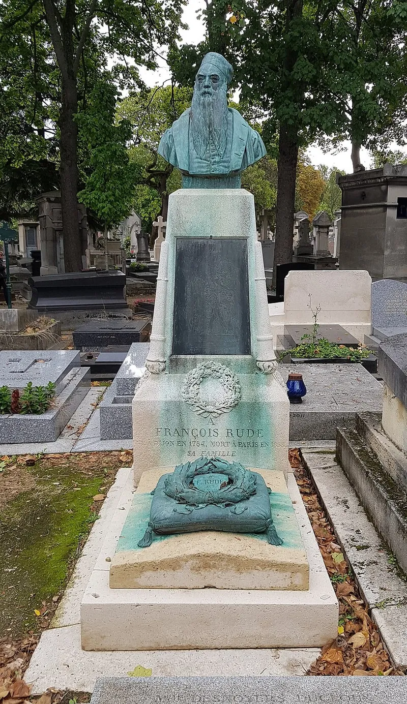 Photographie : la tombe de François Rude, surmontée de son buste en bronze