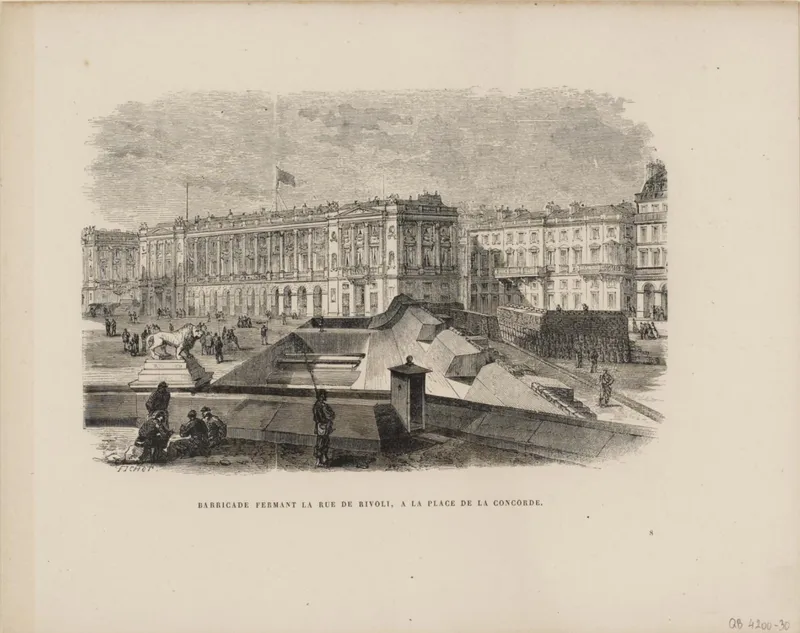 Une des 18 barricades fortifiées avec canons de la Commune. La seule qui ne fut pas contournée par les troupes versaillaises