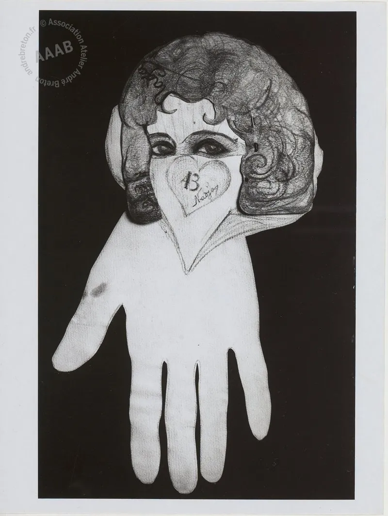[[Nadja>>url:https://fr.wikipedia.org/wiki/Leona_Delcourt]] : dessin et collage - 1926. Crédit : Wikipédia
