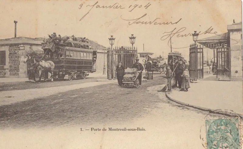 Fortification Porte de Montreuil-sous-Bois, 1904, carte postale, Wikimedia 