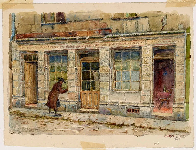 La maison de Nicolas Flamel, 51 rue de Montmorency, dessin de Georges-Henri Manesse