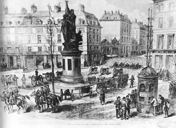 Barricade et canons place Clichy sous la Commune