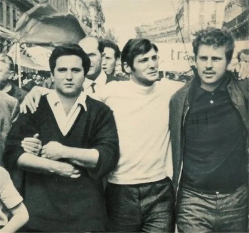 Alain Geismar, avec Sauvageot et Cohn-Bendit