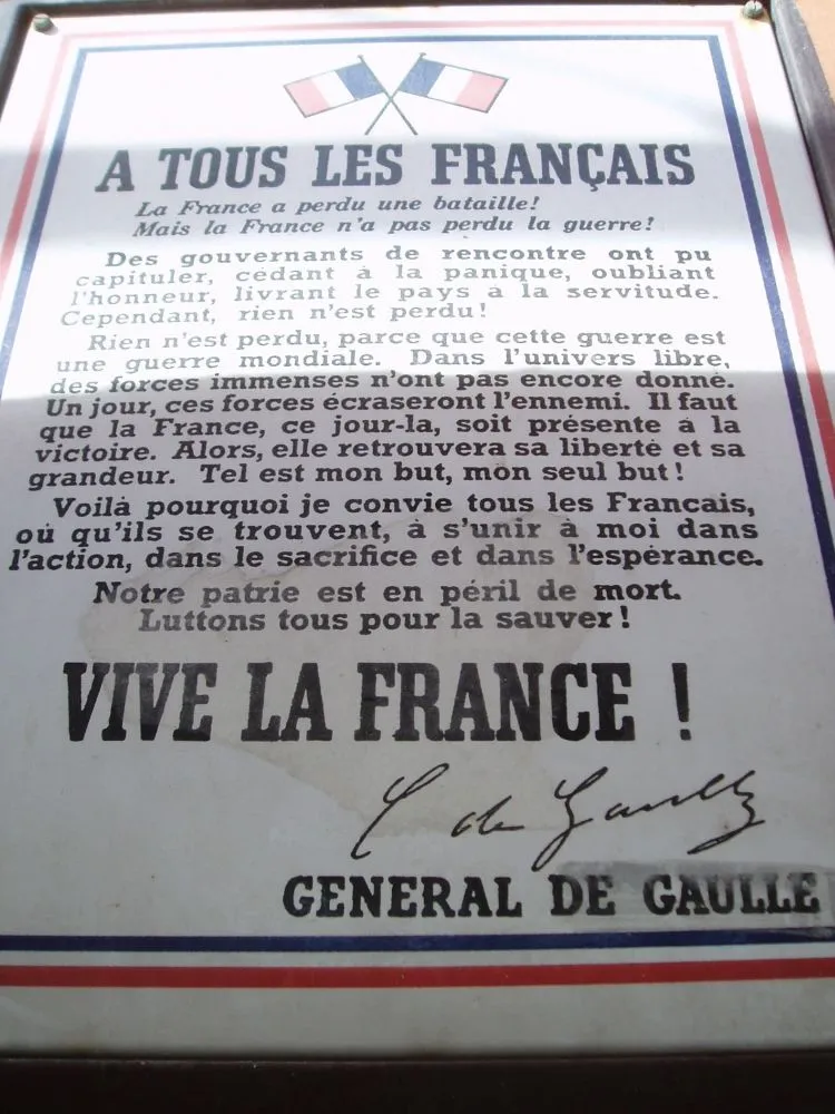 Affichette de l'appel du 18 juin 1940