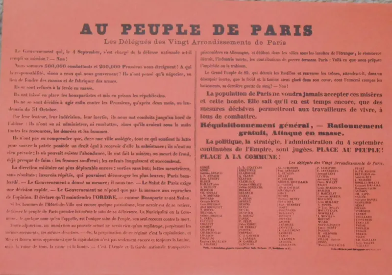 La seconde « Affiche Rouge » placardée le 7 janvier 1871