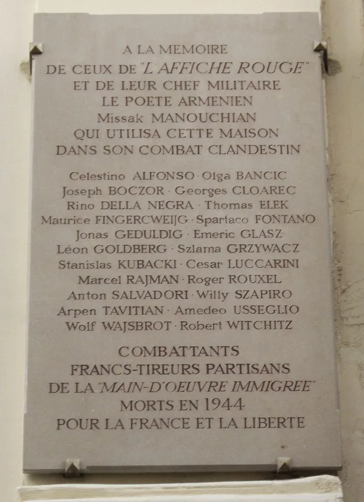 Missak MANOUCHIAN, plaque