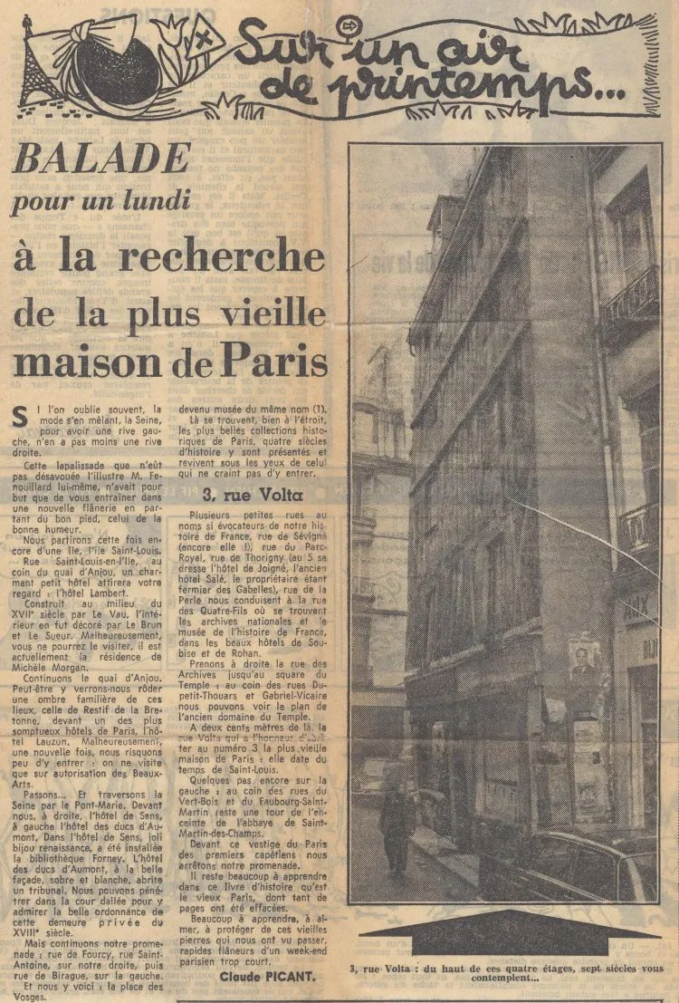 La fausse plus vieille maison de Paris, article de presse de l'époque