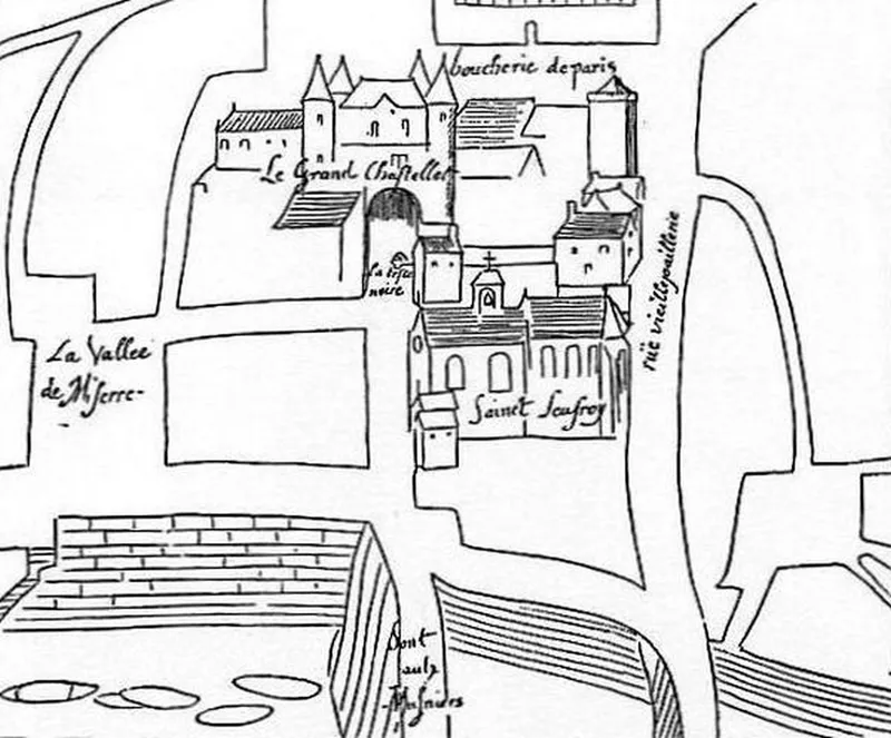 Plan des alentours du Grand Châtelet au XVIIe siècle et au XVIe