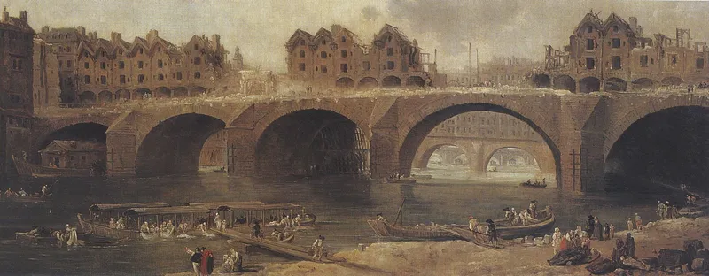 Destruction des maisons construites sur le pont Notre-Dame, par Hubert Robert