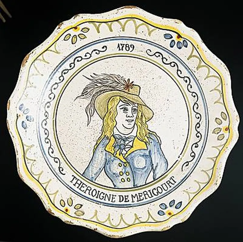 Anne-Josèphe THÉROIGNE de MÉRICOURT — portrait sur une assiette en porcelaine