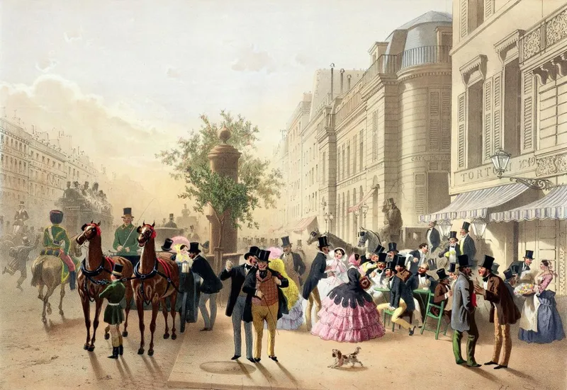 François-Gérard TORTONI. Son célèbre café, peint par Eugène von Guerard en 1856