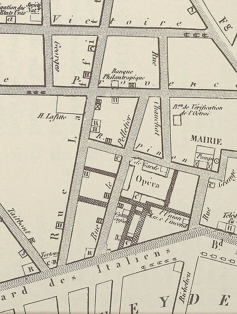 Son plan (le boulevard Haussmann n'est pas encore percé)