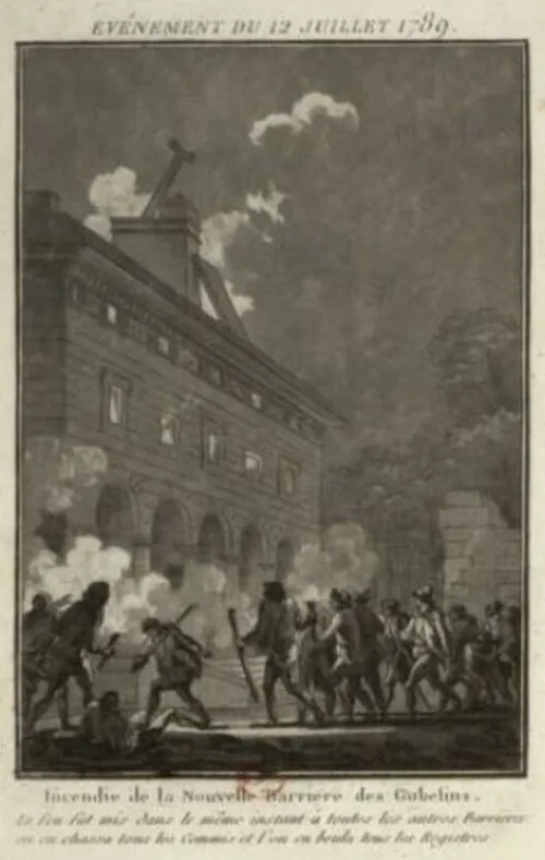 Barrière de Fontainebleau, incendiée le 12 Juillet 1789