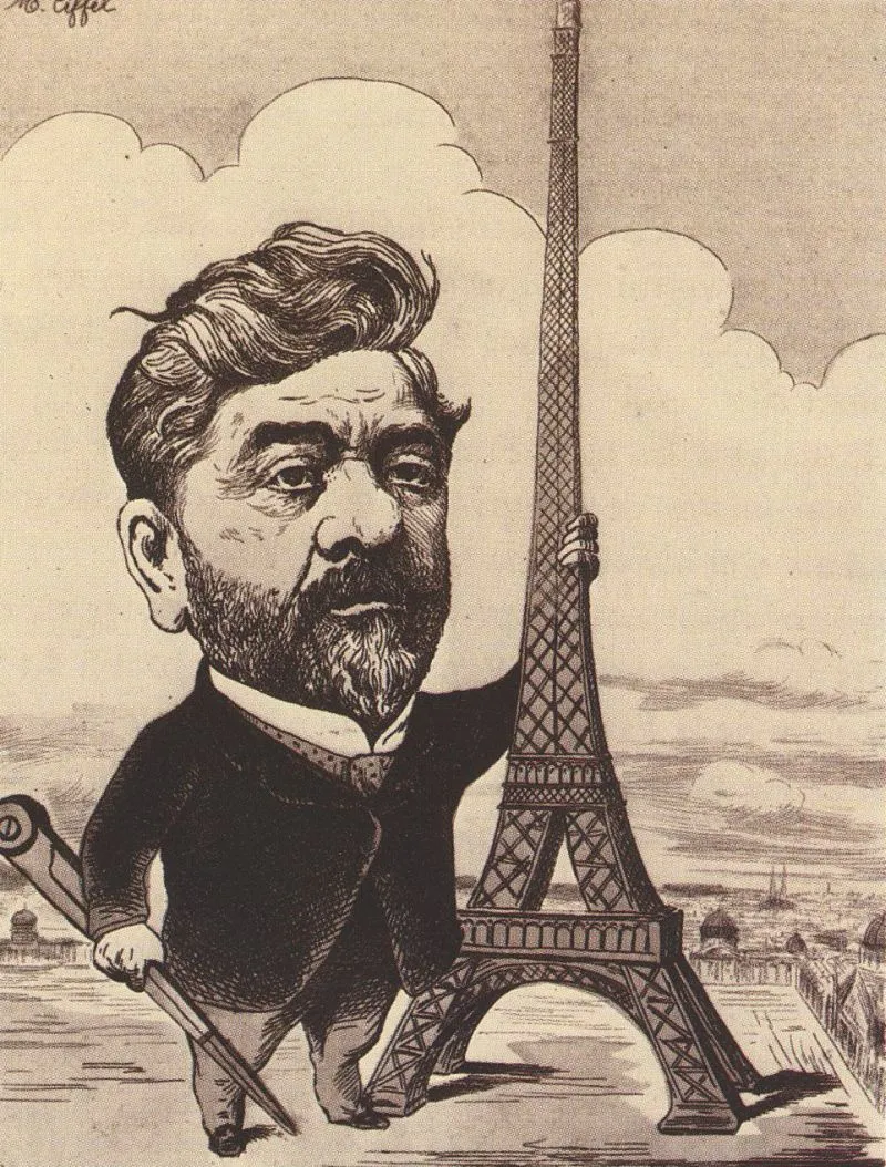 Gustave EIFFEL, photographié par Nadar et lui aussi caricaturé