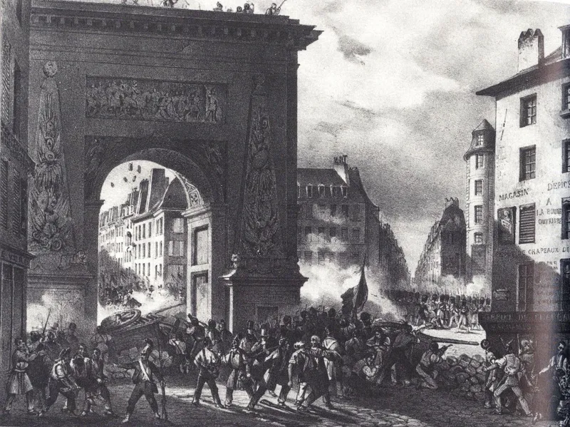 Combats des Trois glorieuses à la Porte St Denis, en juillet 1830