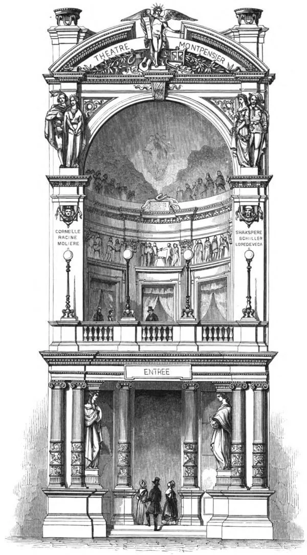 Le Théâtre Montpensier, devenu le Théâtre Historique, puis Lyrique — Sa façade