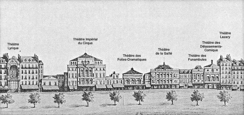 Plan de l'aménagement de la place de la République et de ses abords — Les théâtres du Boulevard du Crime