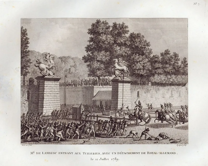 Charge du prince de Lambesc sur la foule manifestant contre le renvoi de Necker