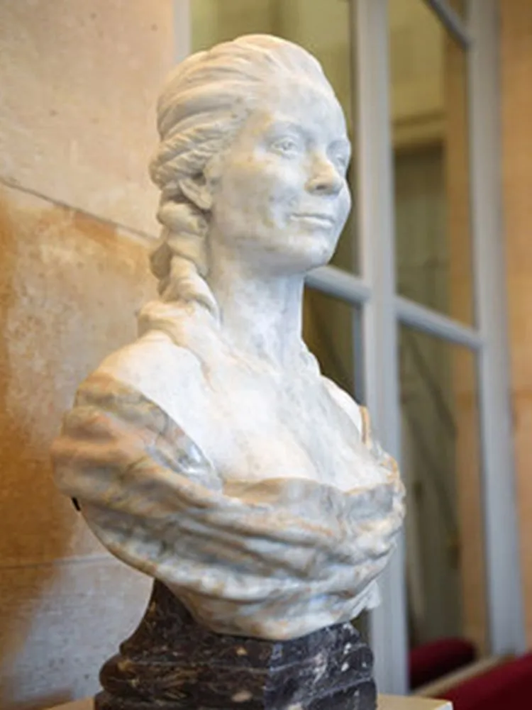 Marie Gouze, dite Olympe de Gouges ; son buste à l'Assemblée nationale