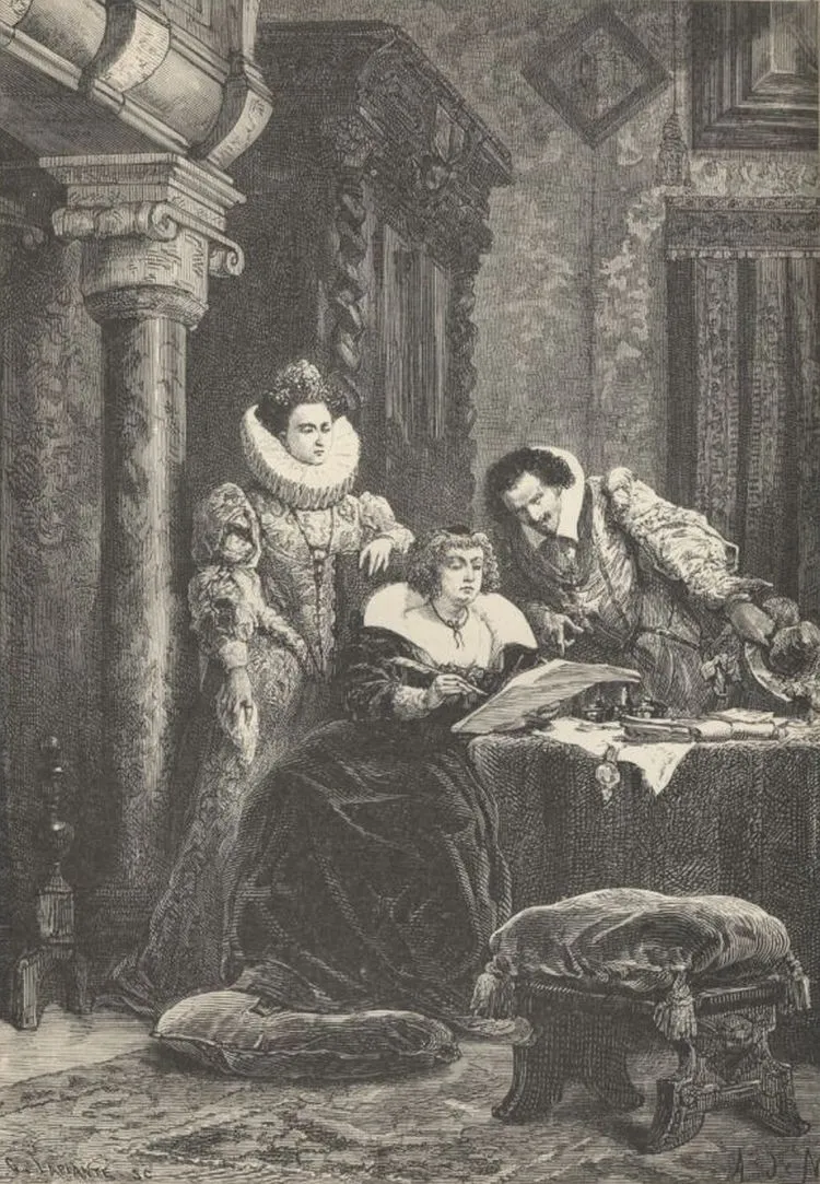 « Exécution » de Concini par Vitry ; Marie de Médicis entourée de Concini et de la Galigaï