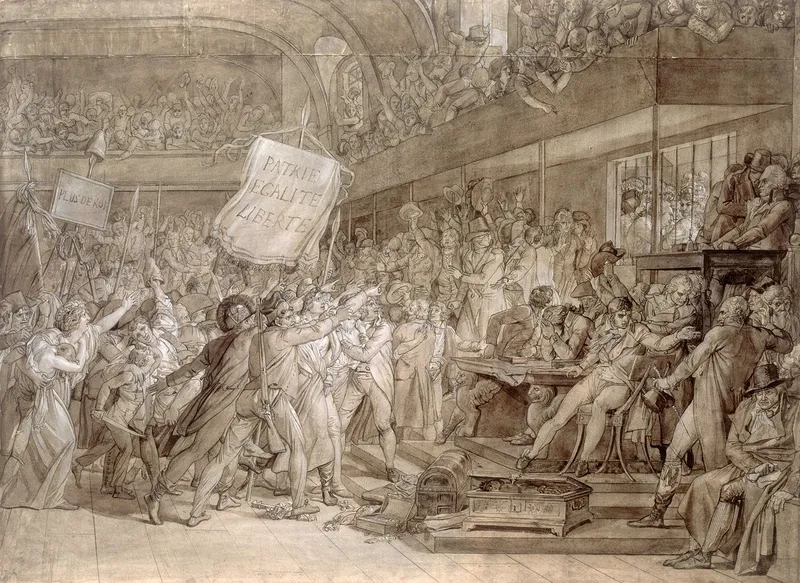 La famille Capet réfugiée à la Convention dans la loge du logographe ; gravure de François Gérard