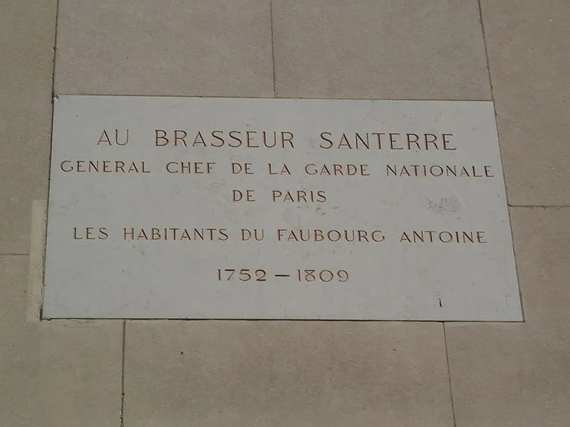 Antoine-Joseph Santerre — plaque à l'emplacement de sa brasserie