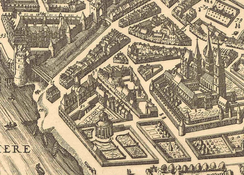 Plan de Visscher, de 1618, sur lequel figure la chapelle des Louanges