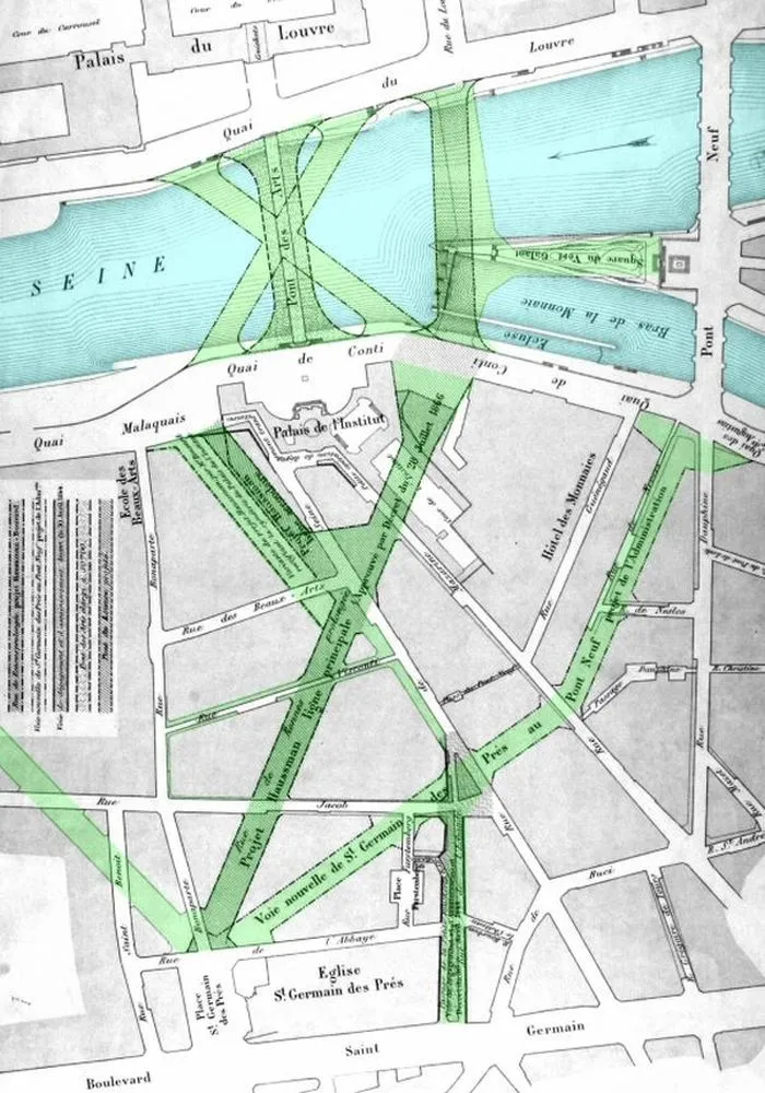 Projet de prolongement de la rue de Rennes jusqu’à la Seine, par Haussmann