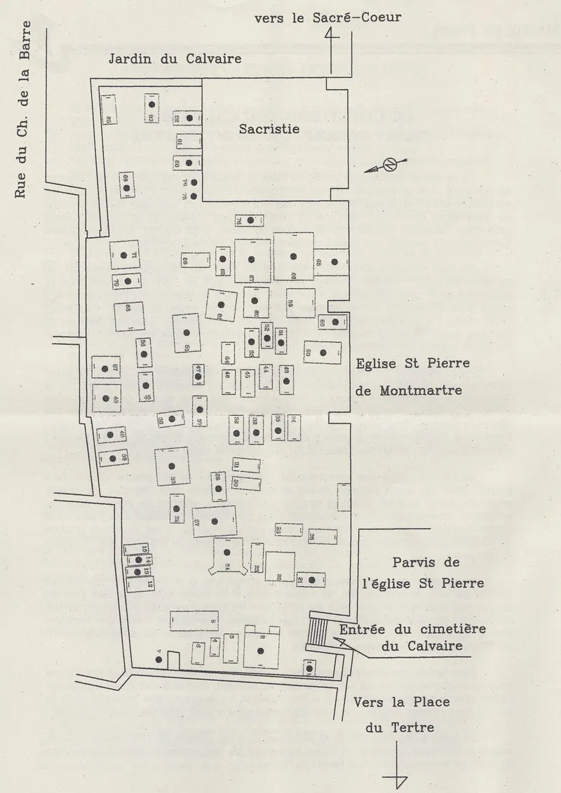 Plan du cimetière du calvaire — voir le document joint pour la nomenclature