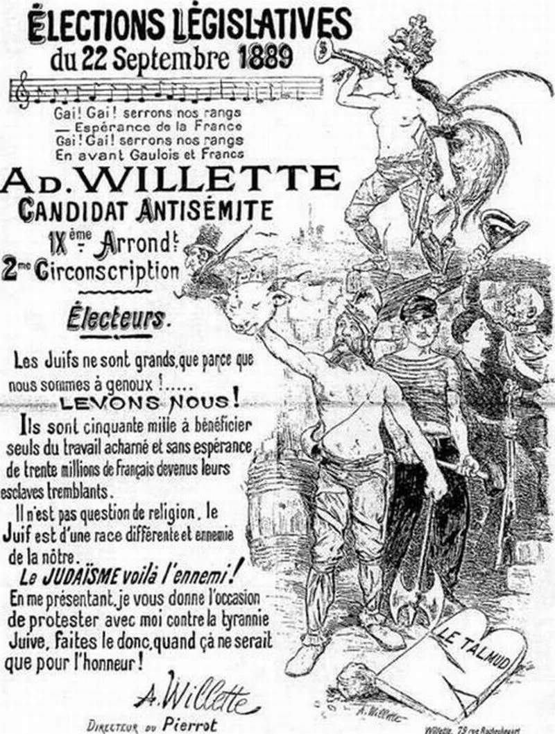 Adolphe Willette — son affiche antisémite pour les élections de 1889