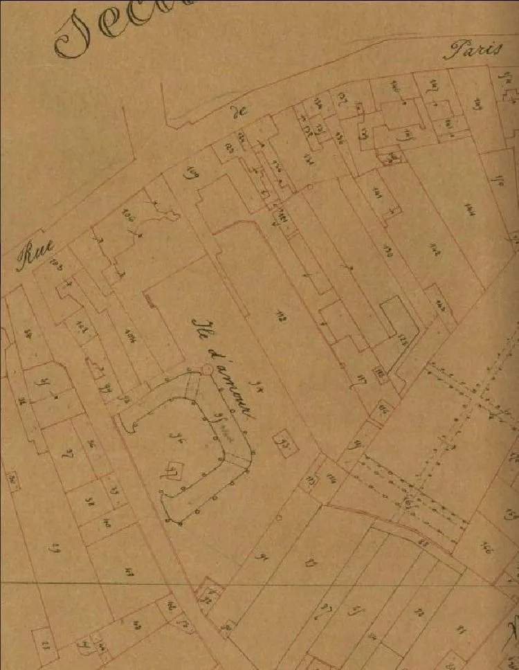L'ancienne mairie de Belleville puis du 20ème arrondissement, et son implantation sur le cadastre d'époque
