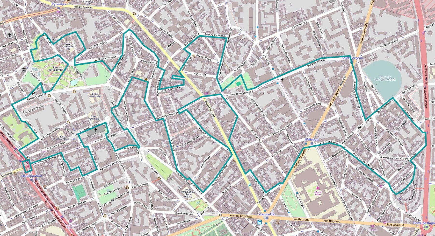 Ménilmontant sur la carte de Cassini