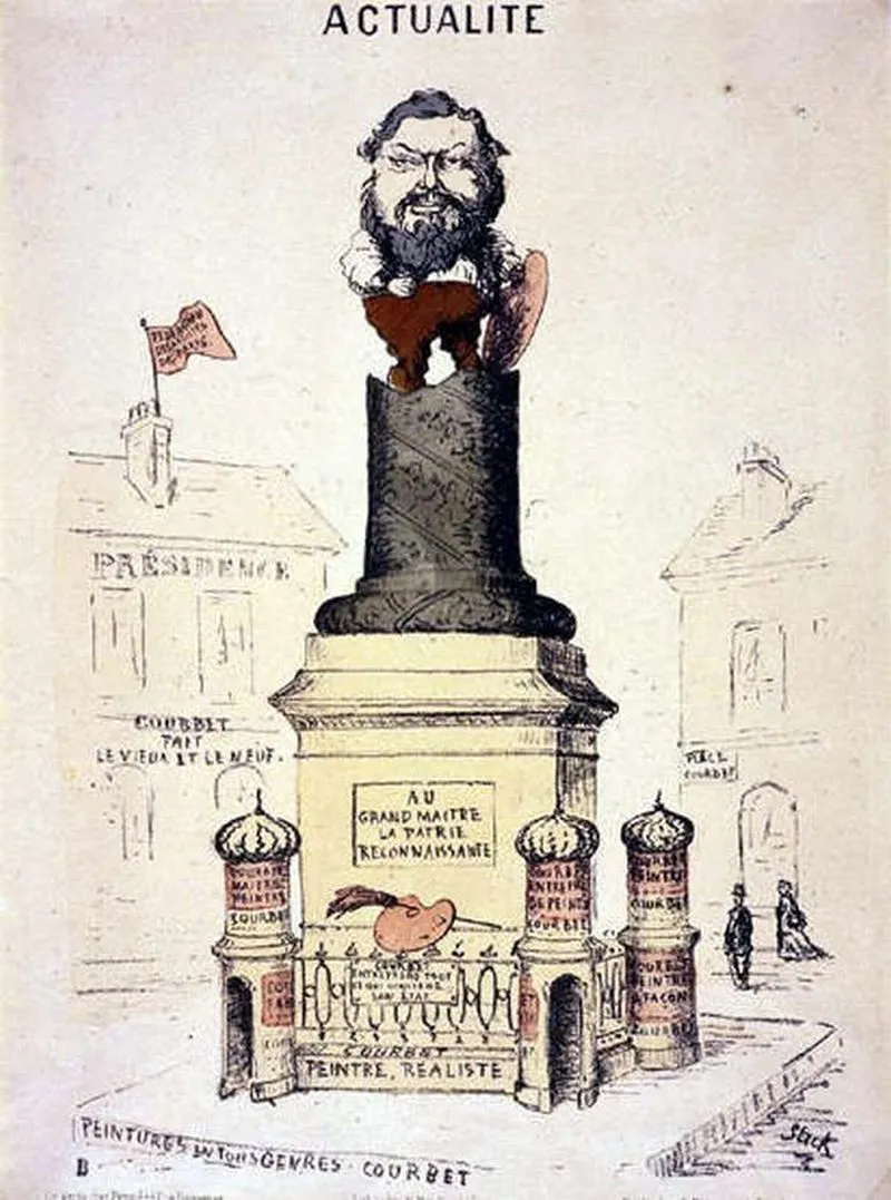 Gustave Courbet, autoportrait — caricature à propos de la colonne